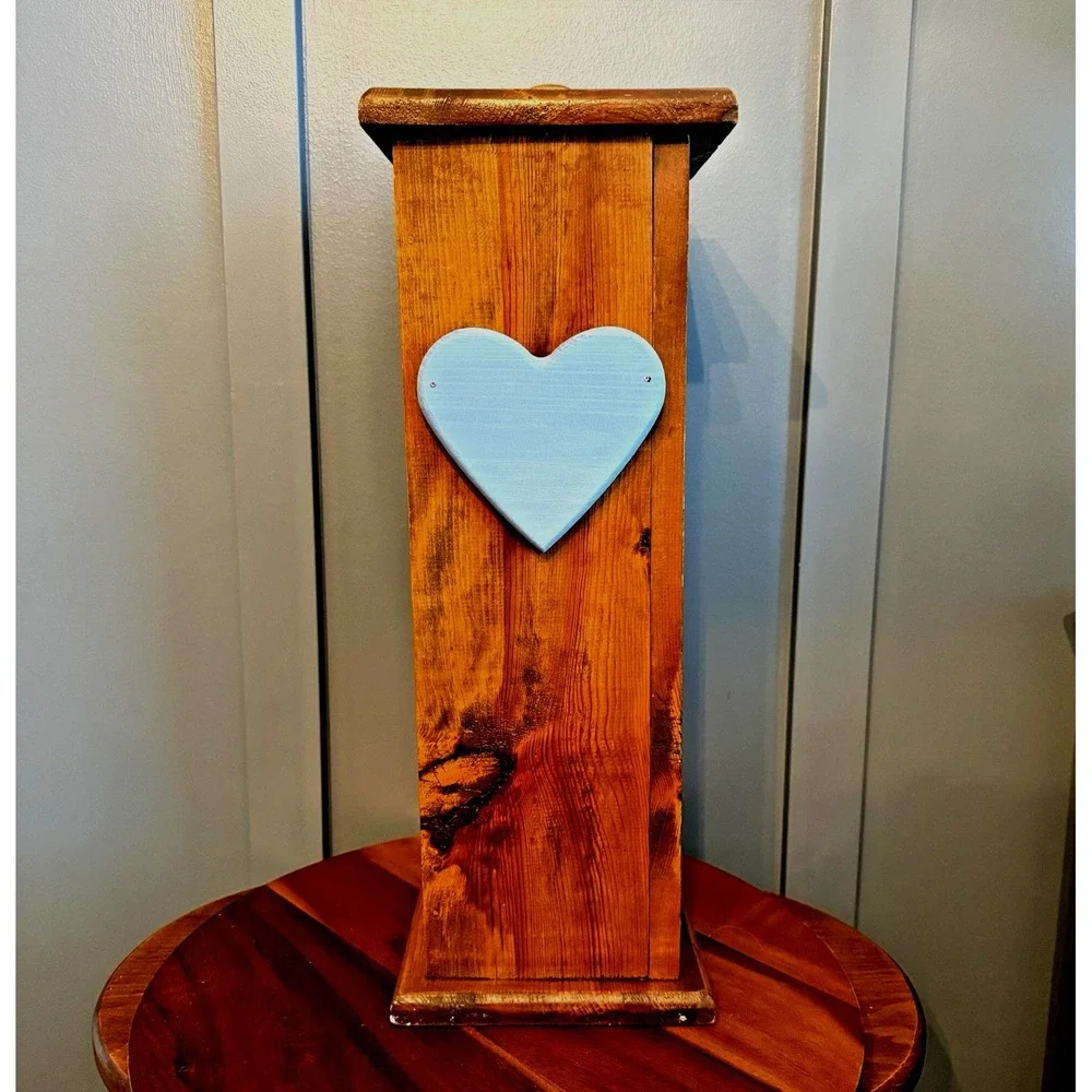 Vintage Wooden Bath Tissue Holder‎ Storage Cabinet Heart Tower Farm Cottagecore